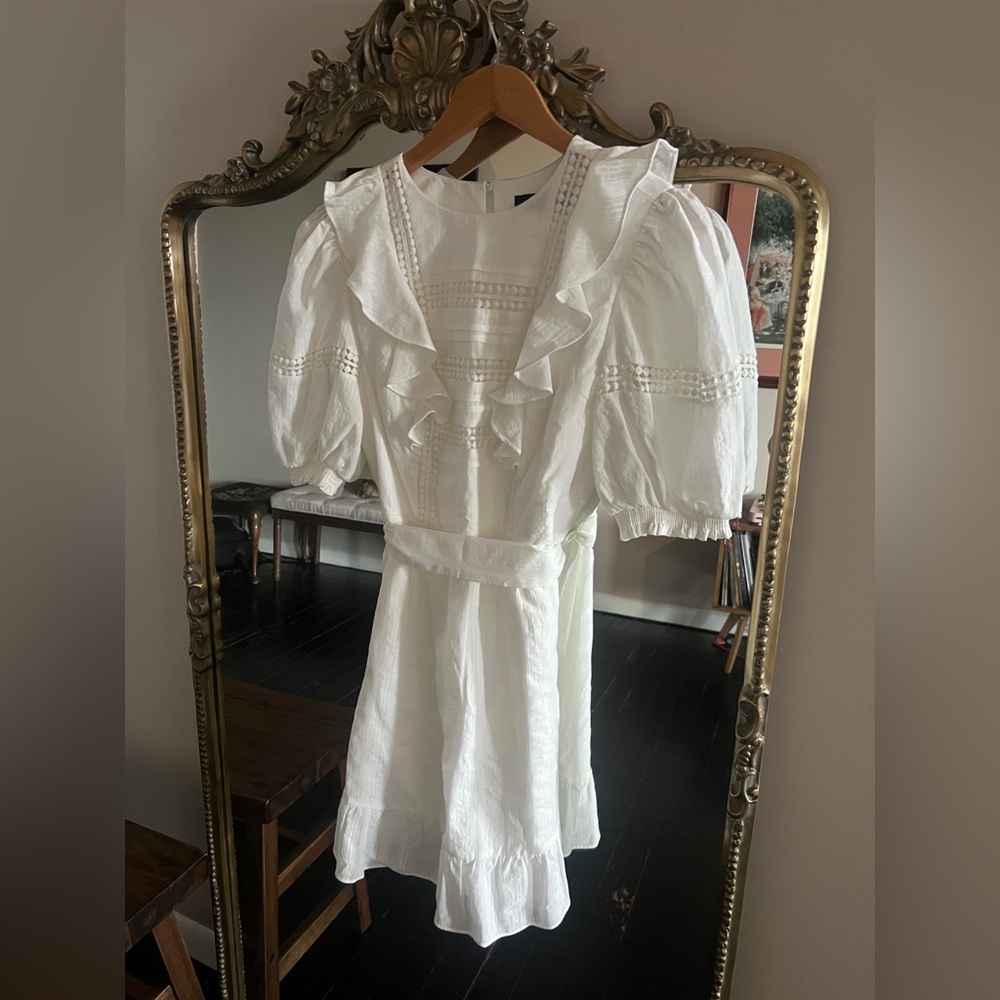 Elegant White Ruffled Mini Dress